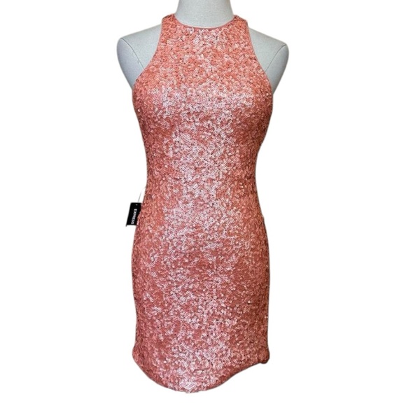 Coral Sequin Mini Dress - Picture 1 of 13